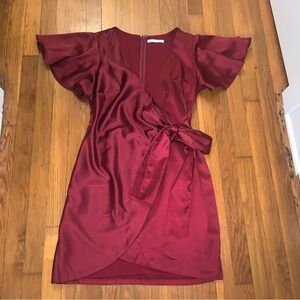 Burgundy Satin Wrap Dress Hello Molly